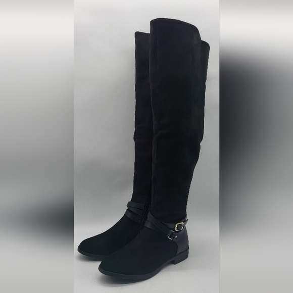 1815- XOXO Over The Knee Women's Vegan Boots Black Color Size 6 M NWT - Picture 2 of 9